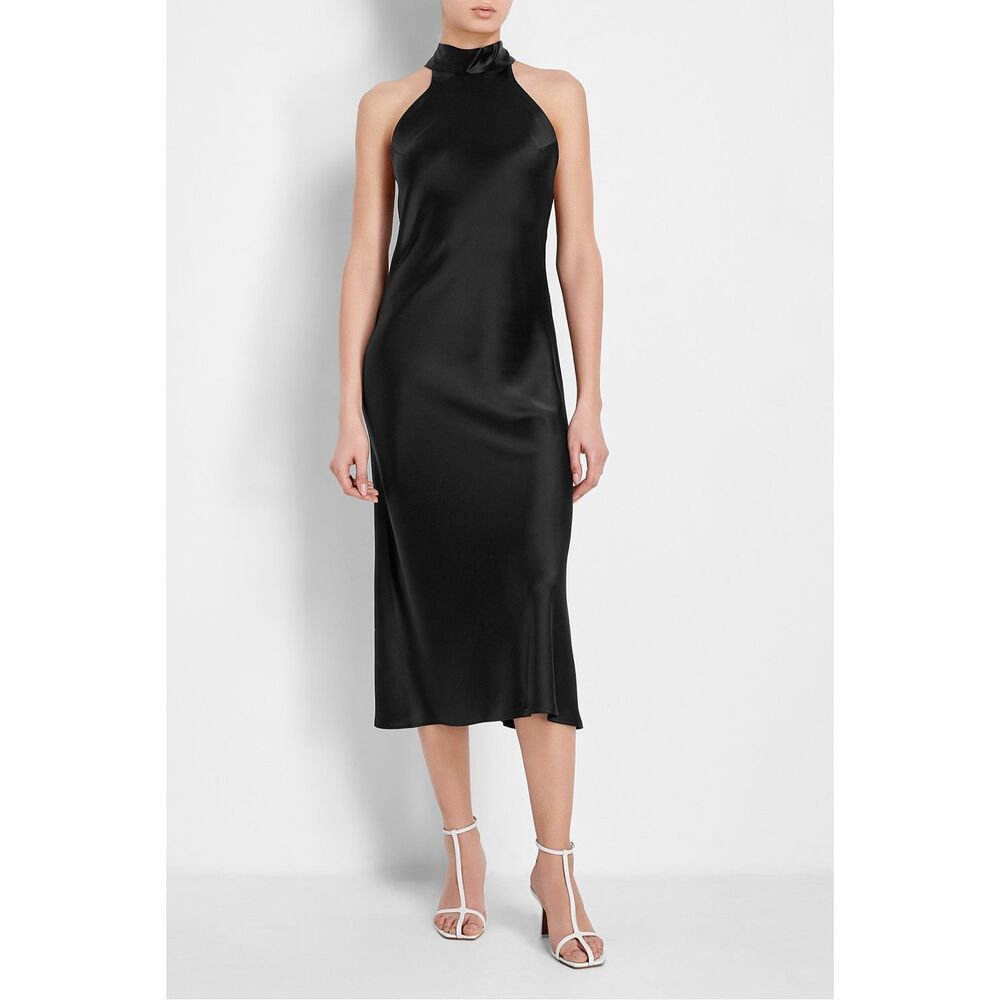 GALVAN Cova Satin Sleeveless Midi-Dress US 2 $1695